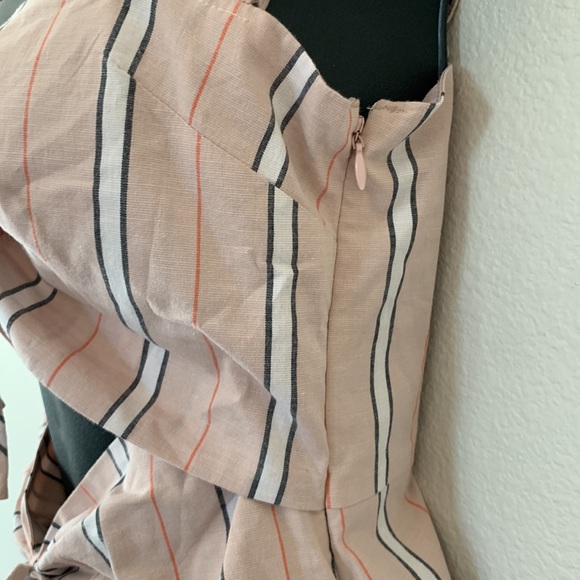 WAYF Verona Cutout Side Slit Midi Dress in Coral Stripe - Picture 10 of 14